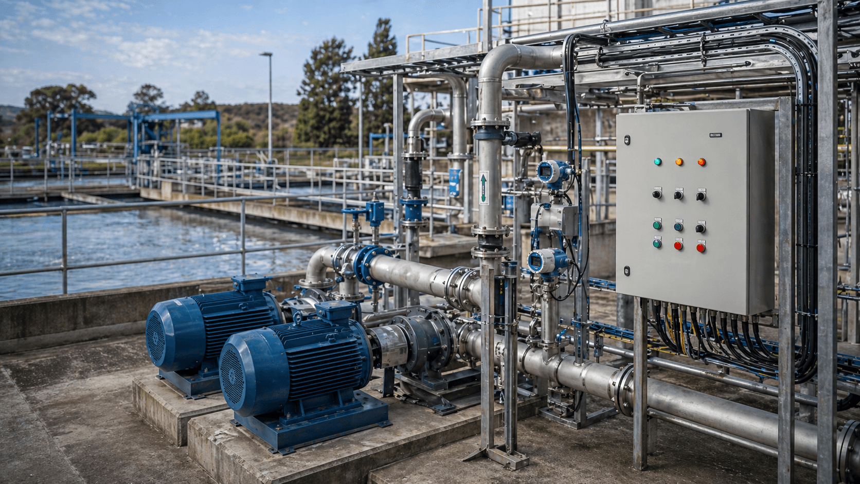 Water and wastewater treatment facility with industrial processing infrastructure